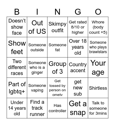 Ometv Bingo Card