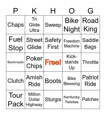 Annual PK HOG Picnic Bingo Card