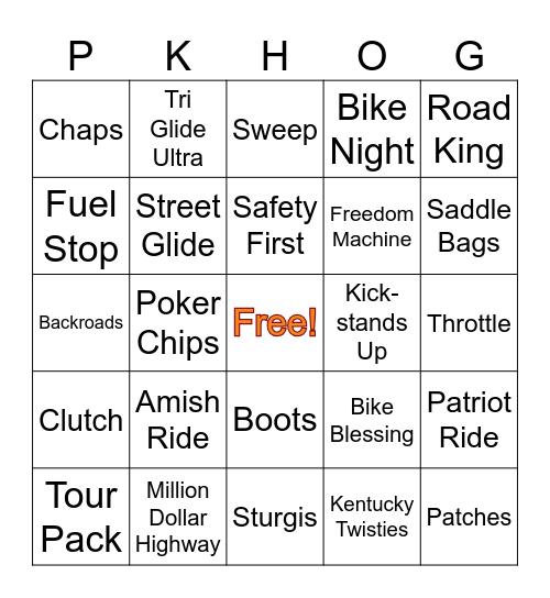 Annual PK HOG Picnic Bingo Card