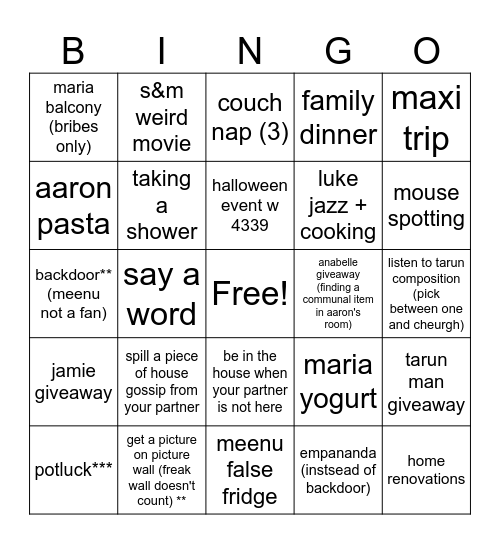 4339 BINGO Card