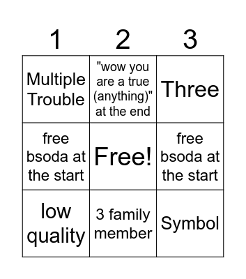 Numberslop Bingo Card