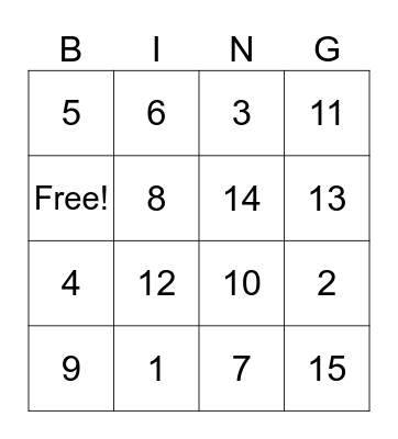 Practice questions Bingo Card