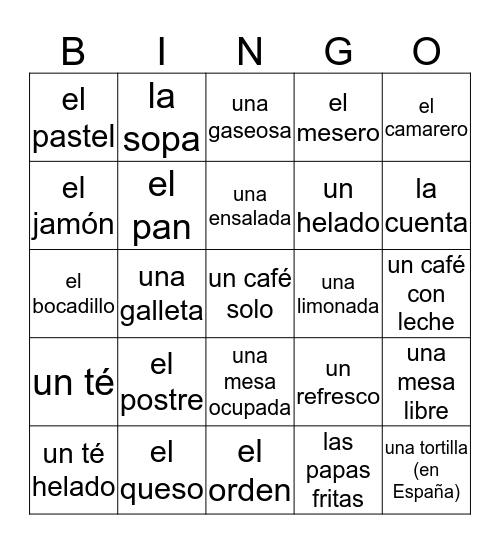 Cap 5-En el Café Bingo Card