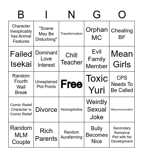 gacha life minimovie bingo board Bingo Card