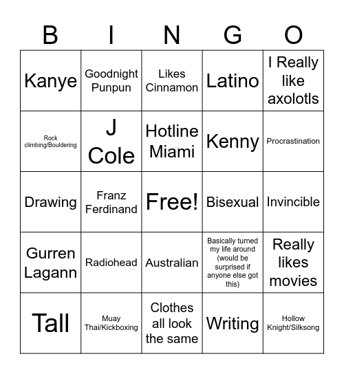 Untitled Bingo Card