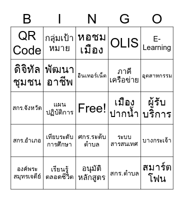 Bingo สกร. Bingo Card