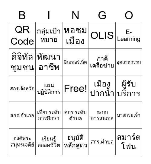 Bingo สกร. Bingo Card