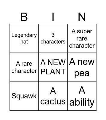 Pvz bingo 1 Bingo Card
