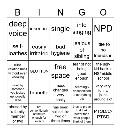 gus kinnie bingo Card
