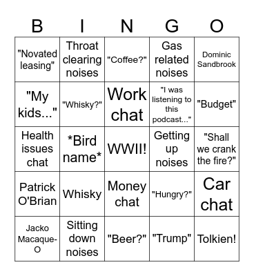 Middle Aged Man Camping Bingo Card