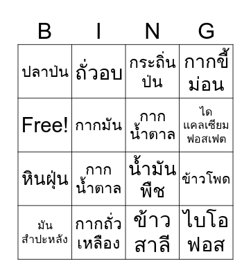 วัตถุดิบอาหารสัตว์ Bingo Card