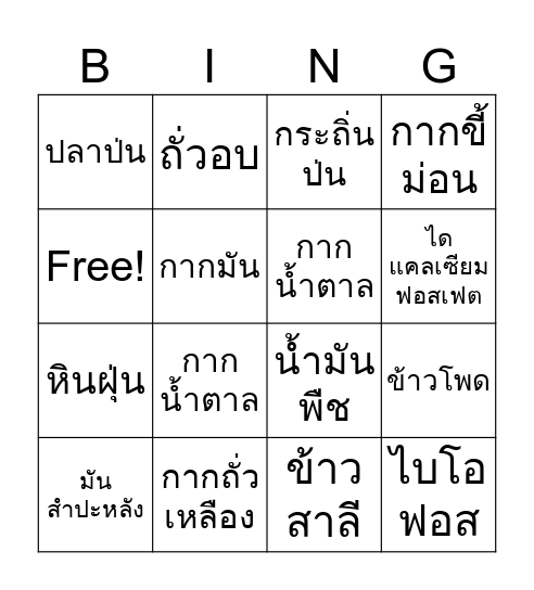 วัตถุดิบอาหารสัตว์ Bingo Card