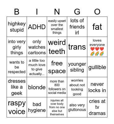 wally kinnie bingo Card