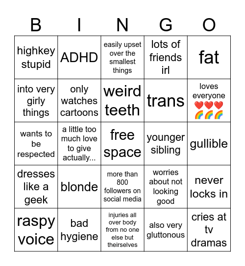 wally kinnie bingo Card