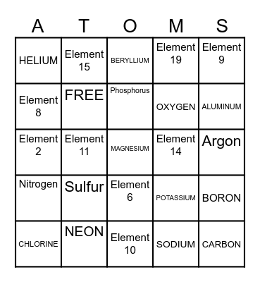 ATOMic BINGO Card