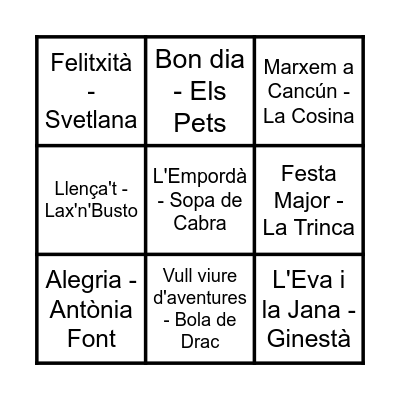 Festes de la UAF 2026 - Ronda 1 Bingo Card