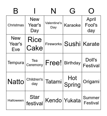 Events/Culture Bingo Card