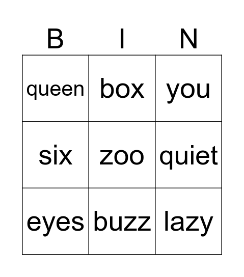 Untitled Bingo Card