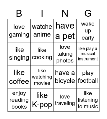 Find Someone Who... (Do you.......?) Bingo Card