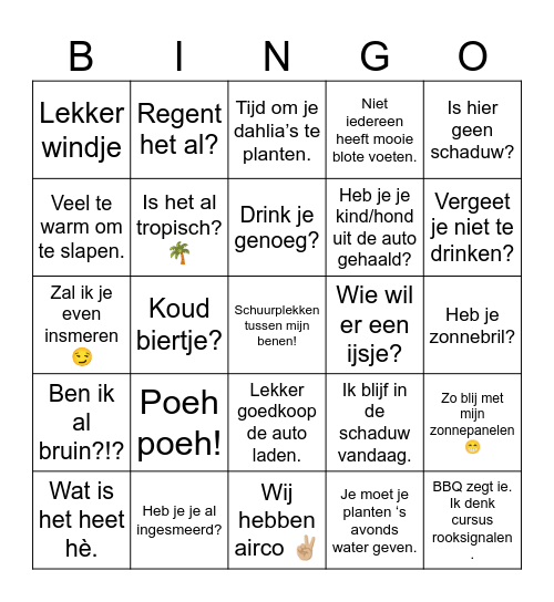 Zomerzotheid Bingo Card
