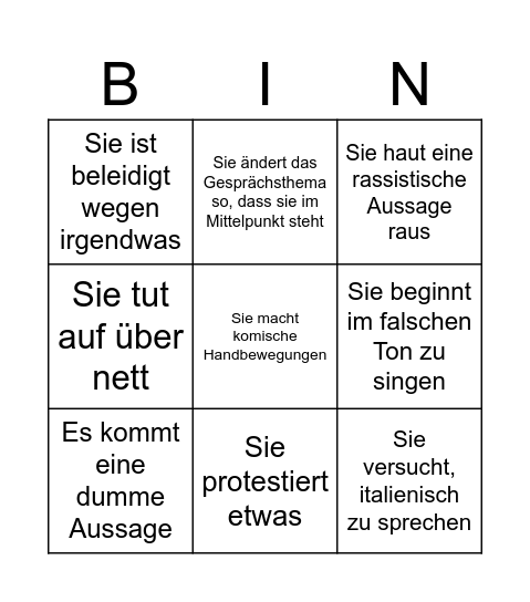 Julia Bullshit Bingo Card