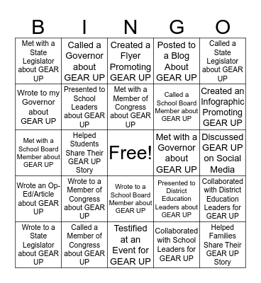 Advocacy BINGO Card