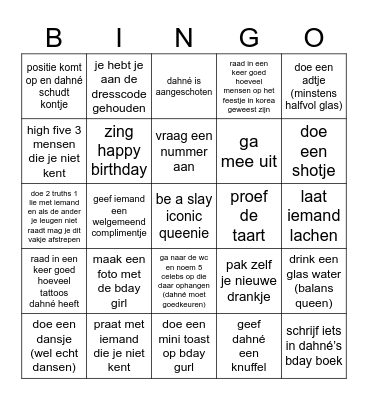 BDAY BINGO Card
