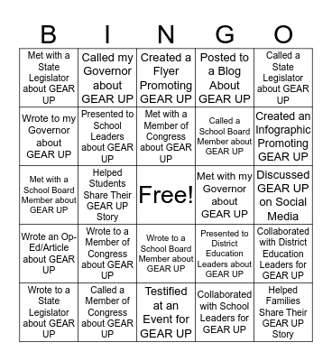 Advocacy BINGO Card