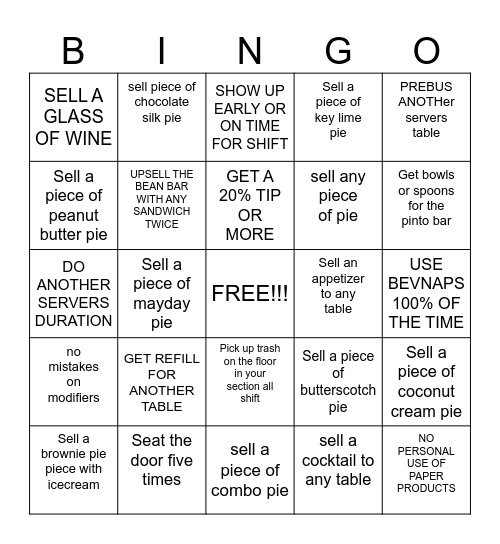 SERVER BINGO Card