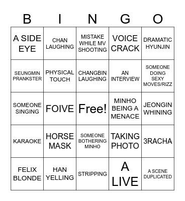 STRAYKIDS Bingo Card