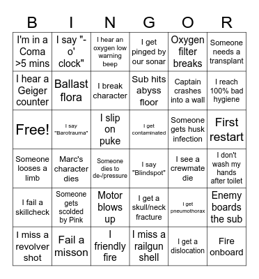 Deathwish Bingor Bingo Card