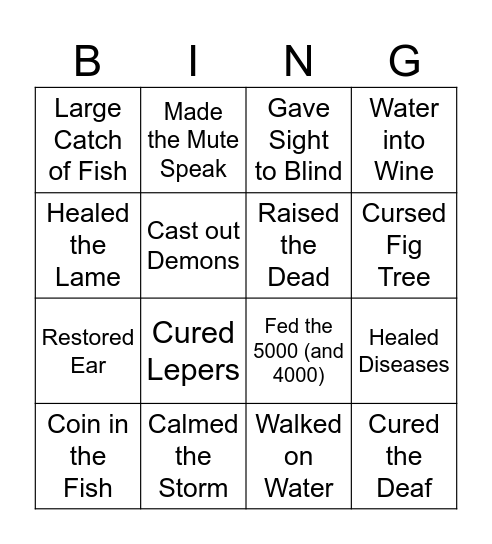 Miracle Bing-o Bingo Card