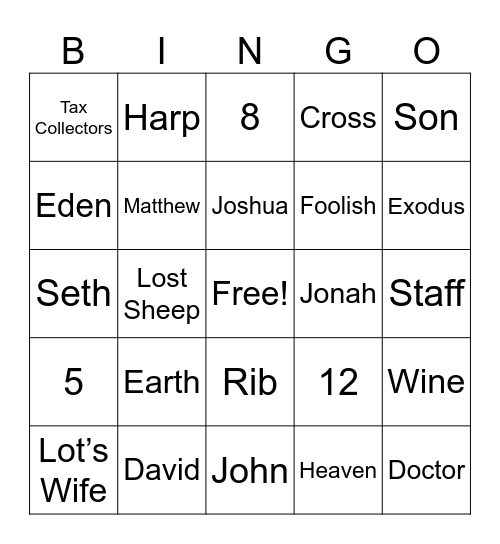 Bible Trivia Bingo Card