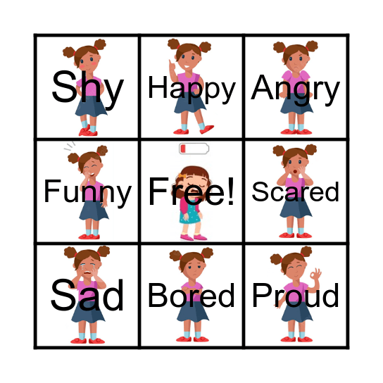 Feelings and emotions Bingo Card