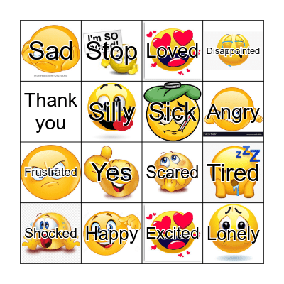 Emotions Bingo Card