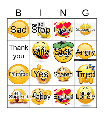 Emotions Bfirnege Bingo Card