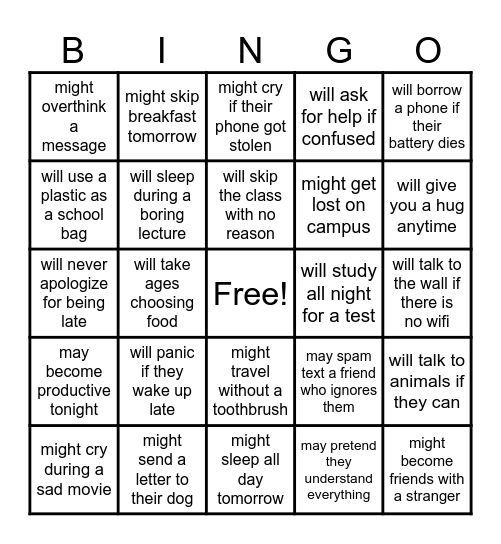 Find someone who... Bingo Card