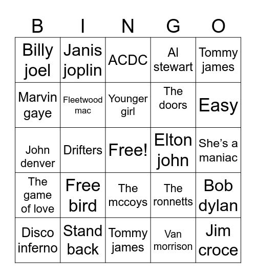 Music bingo a1 Bingo Card