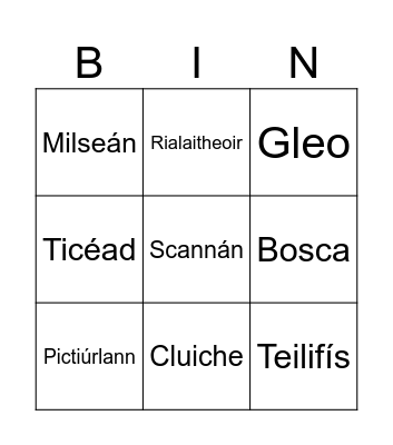 An Teilifís Bingo Card