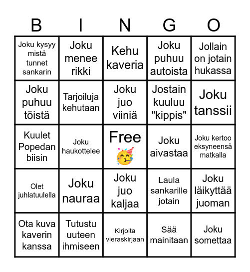 Anne-Mari 50v. synttärit Bingo Card