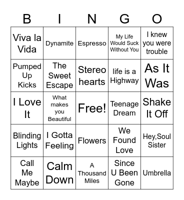 2,000s BINGO Card