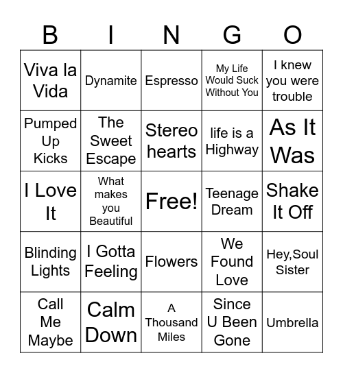 2,000s BINGO Card