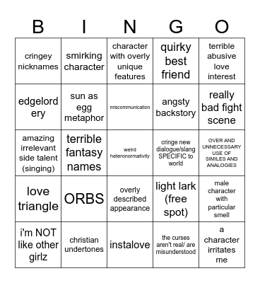Lightlark Bingo Card