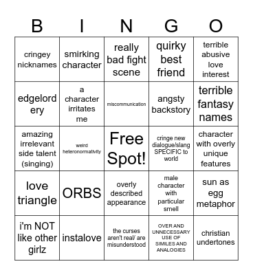 Lightlark Bingo Card