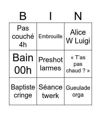 Dimanche soir Bingo Card
