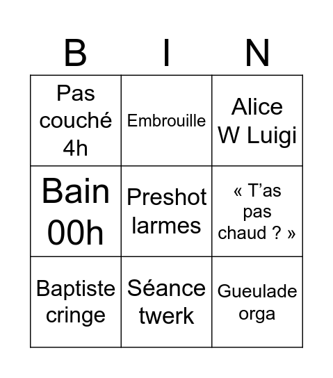 Dimanche soir Bingo Card
