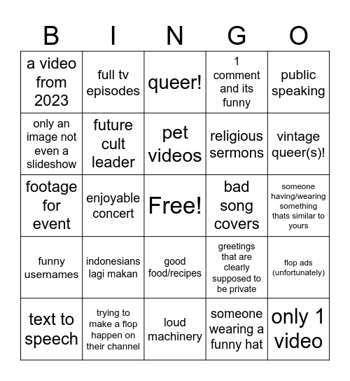 Leo and Kirb's take on Youtube's Recycle Bin Bingo (credits to KVN AUST) Bingo Card