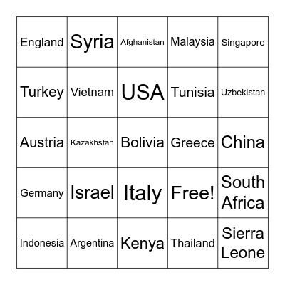 Missionary Bingo Card