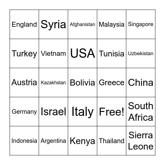 Missionary Bingo Card