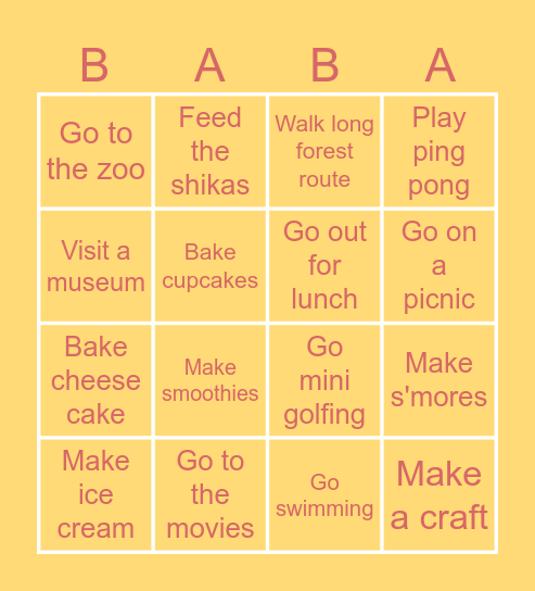 ULTIMATE SUMMER BINGO Card